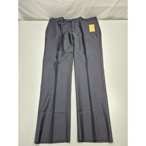 Galante Dress Pants Mens 46x36 Blue Wool Flat Front Straight Unhemmed Italy NWT